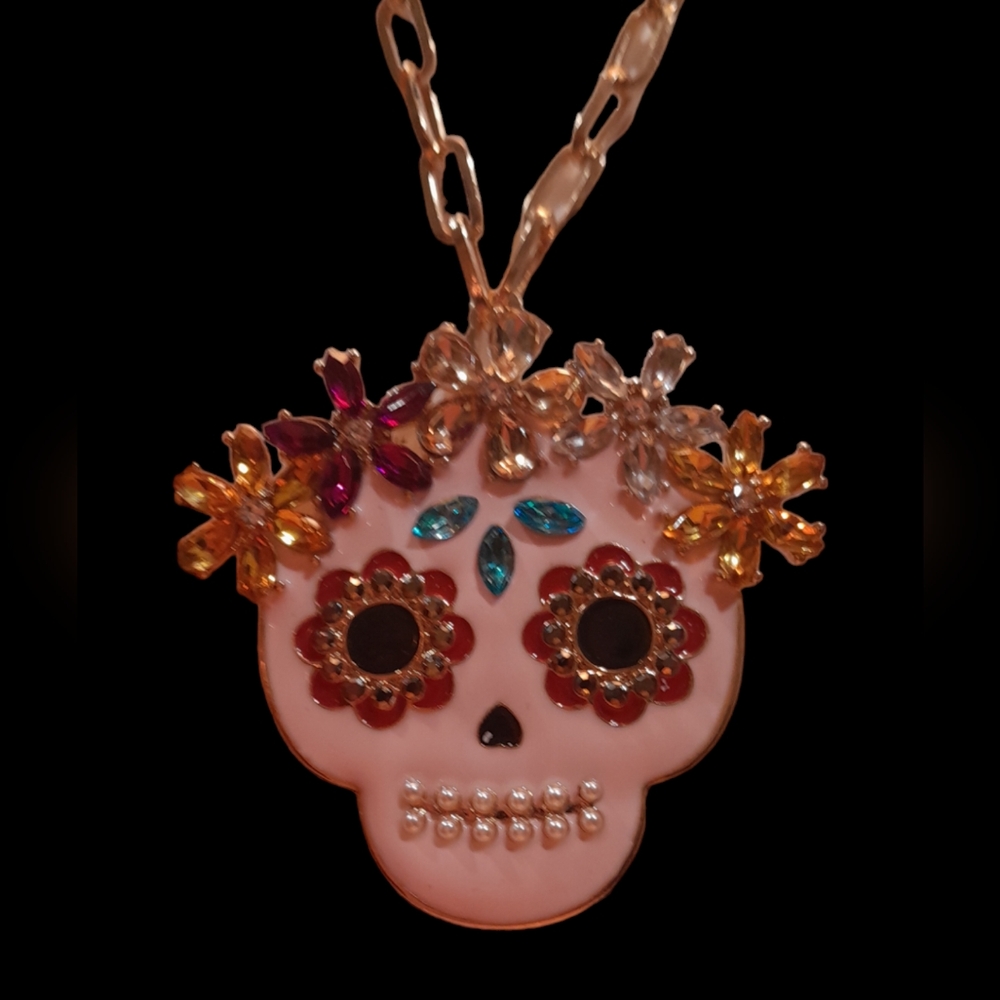 New In Box Piper K Sugar Skull Necklace
